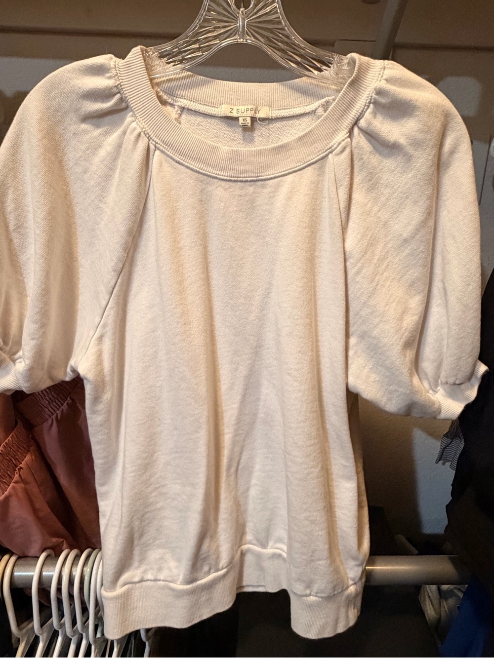 Z Supply Cream Puff-Sleeve Short Sleeve Sweatshirt